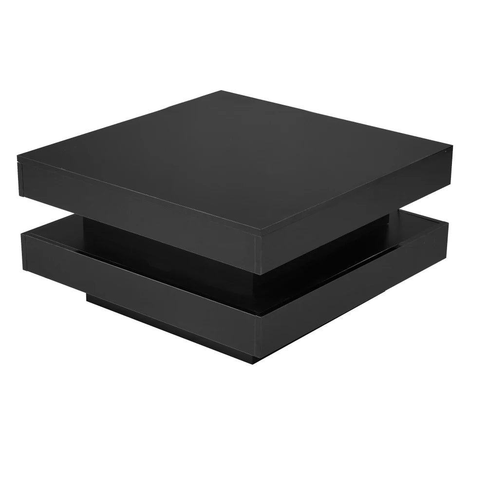Table Basse Carrée Noire LED Multicolores 70x70cm – Design Moderne pour Salon Contemporain
