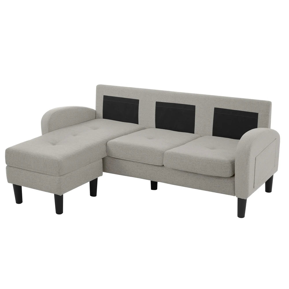 Canapé d'Angle Ye avec Méridienne Lin Coton 166x118cm – Confort Respirant & Modulaire