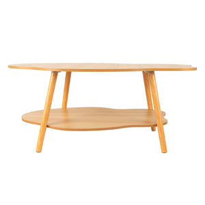 Table Basse en Bois Style Nuage 100x50cm – Chaleureuse avec Étagère de Rangement