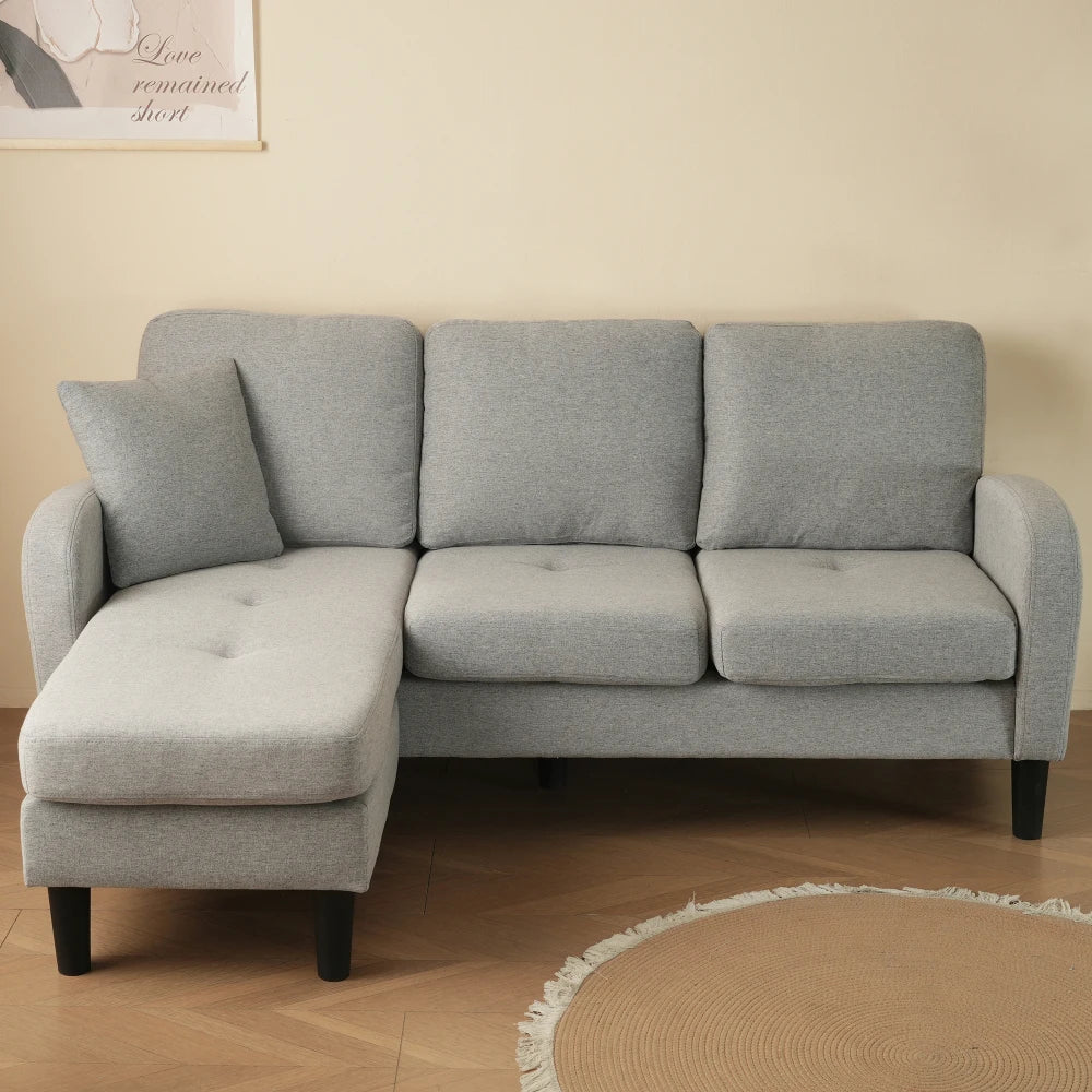 Canapé d'Angle Ye avec Méridienne Lin Coton 166x118cm – Confort Respirant & Modulaire