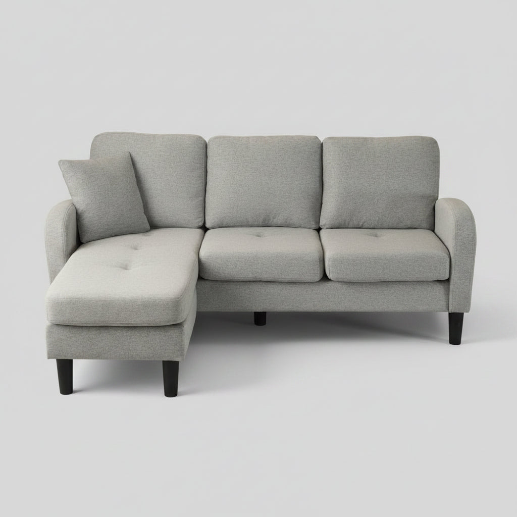 Canapé d'Angle Ye avec Méridienne Lin Coton 166x118cm – Confort Respirant & Modulaire