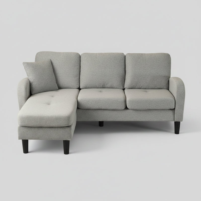 Canapé d'Angle avec Méridienne Lin Coton 166x118cm – Confort Respirant au Quotidien