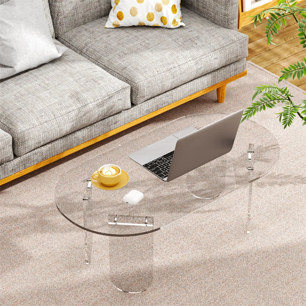 Table Basse Acrylique Transparente Irisée – Design Aérien pour Petit Salon