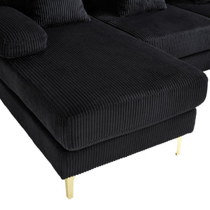 Canapé Sectionnel en U Velours – Éclairage LED & USB pour vos Soirées
