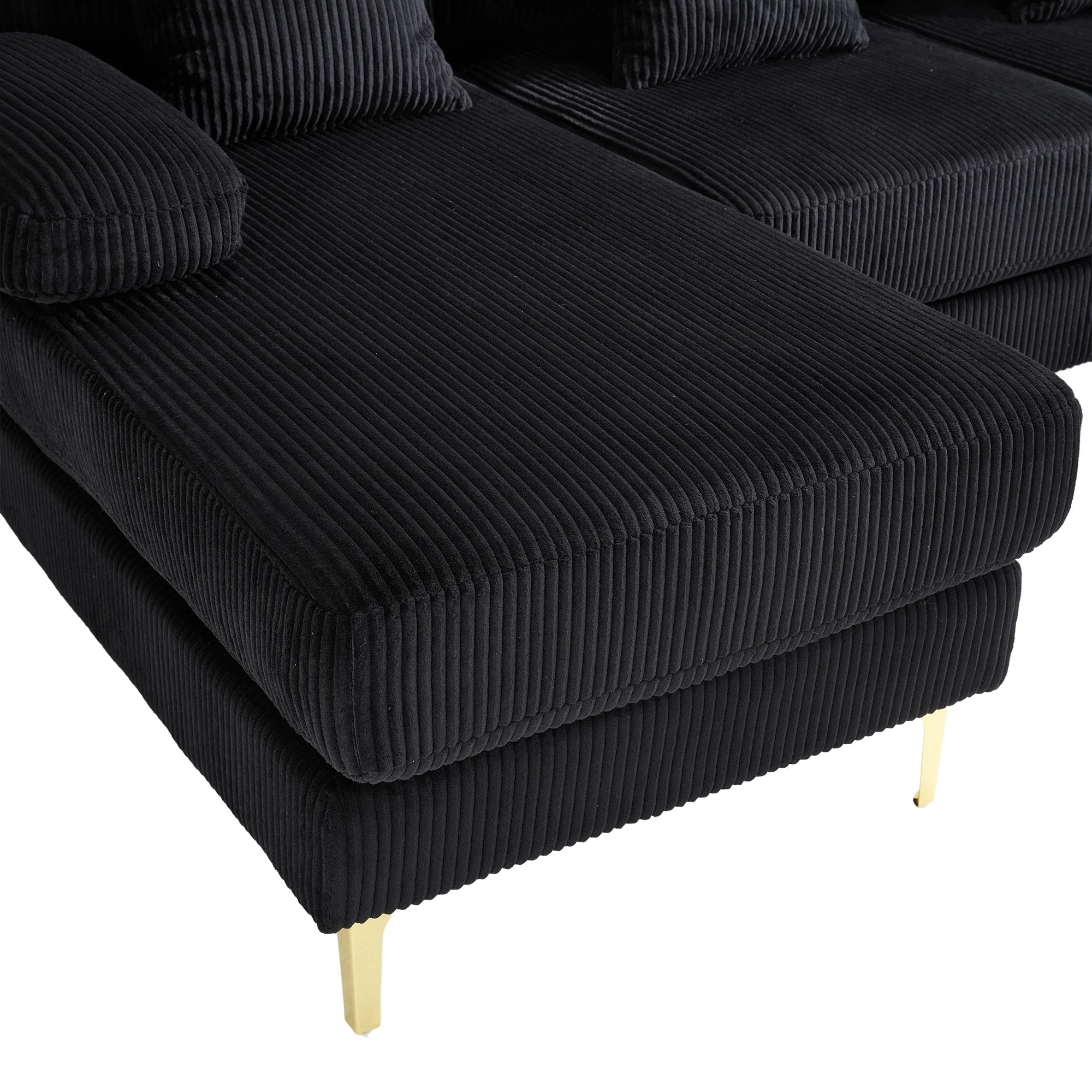 Canapé Sectionnel en U LVHOM Velours avec LED & USB – Grand Confort Convivial
