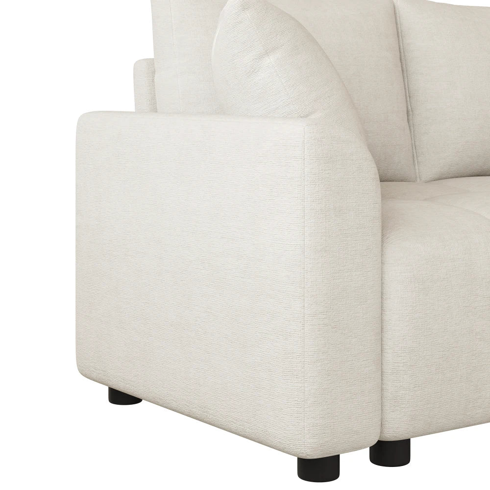 Canapé d'Angle Convertible en L Chenille avec 2 Coussins Décoratifs – Confort Élégant Salon