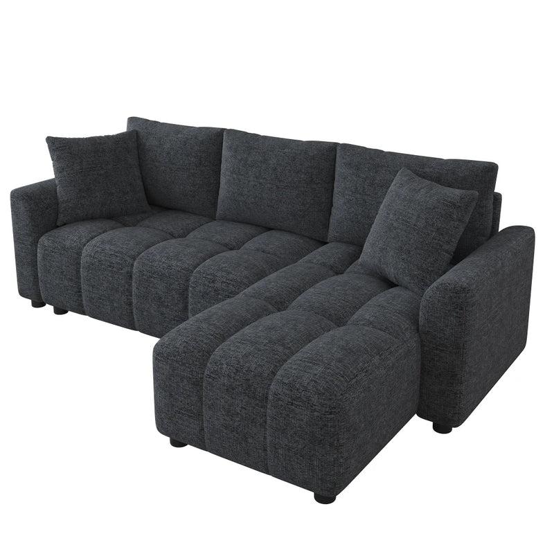 Canapé d'Angle Convertible en L Chenille – Confort Élégant pour votre Salon