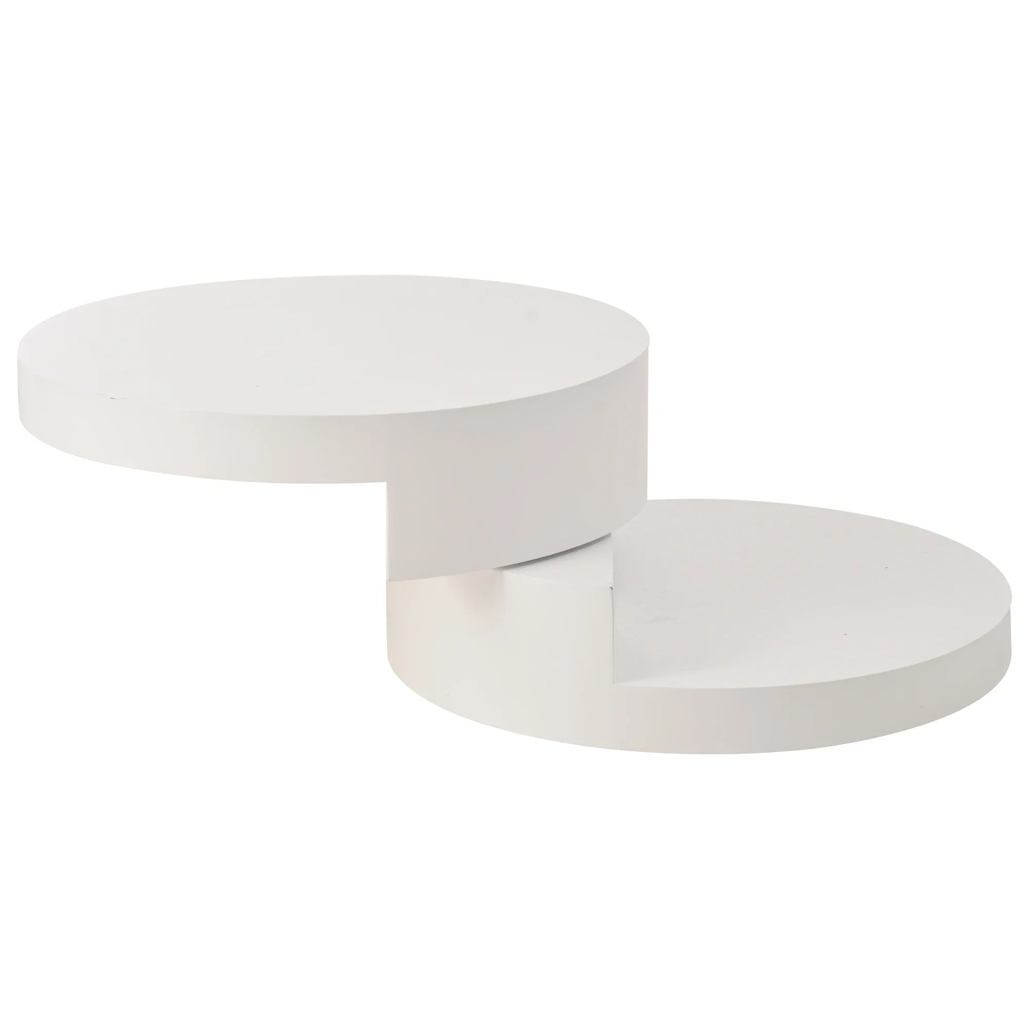 Table Basse Ronde Blanche Pivotante 360° avec LED – Design Cylindrique Moderne 70x70cm