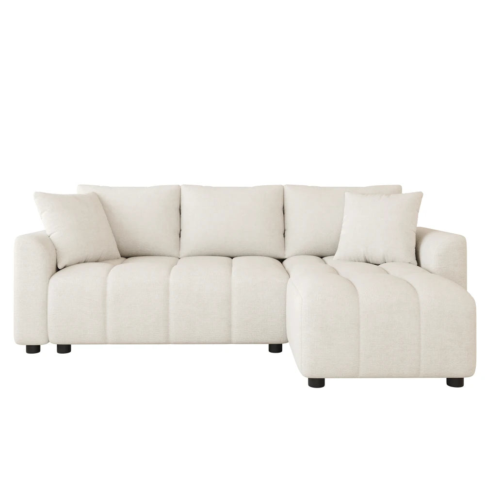 Canapé d'Angle Convertible en L Chenille avec 2 Coussins Décoratifs – Confort Élégant Salon