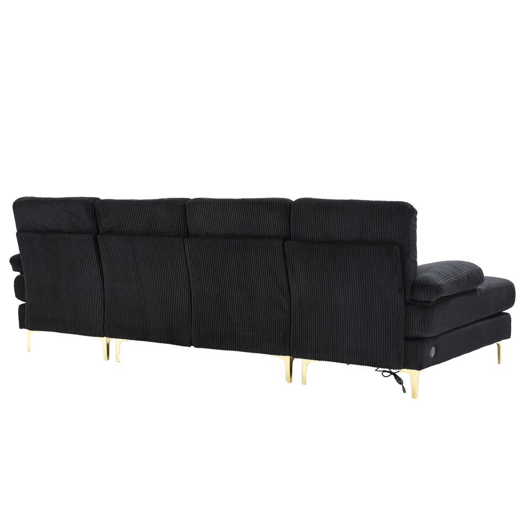 Canapé Sectionnel en U LVHOM Velours avec LED & USB – Grand Confort Convivial