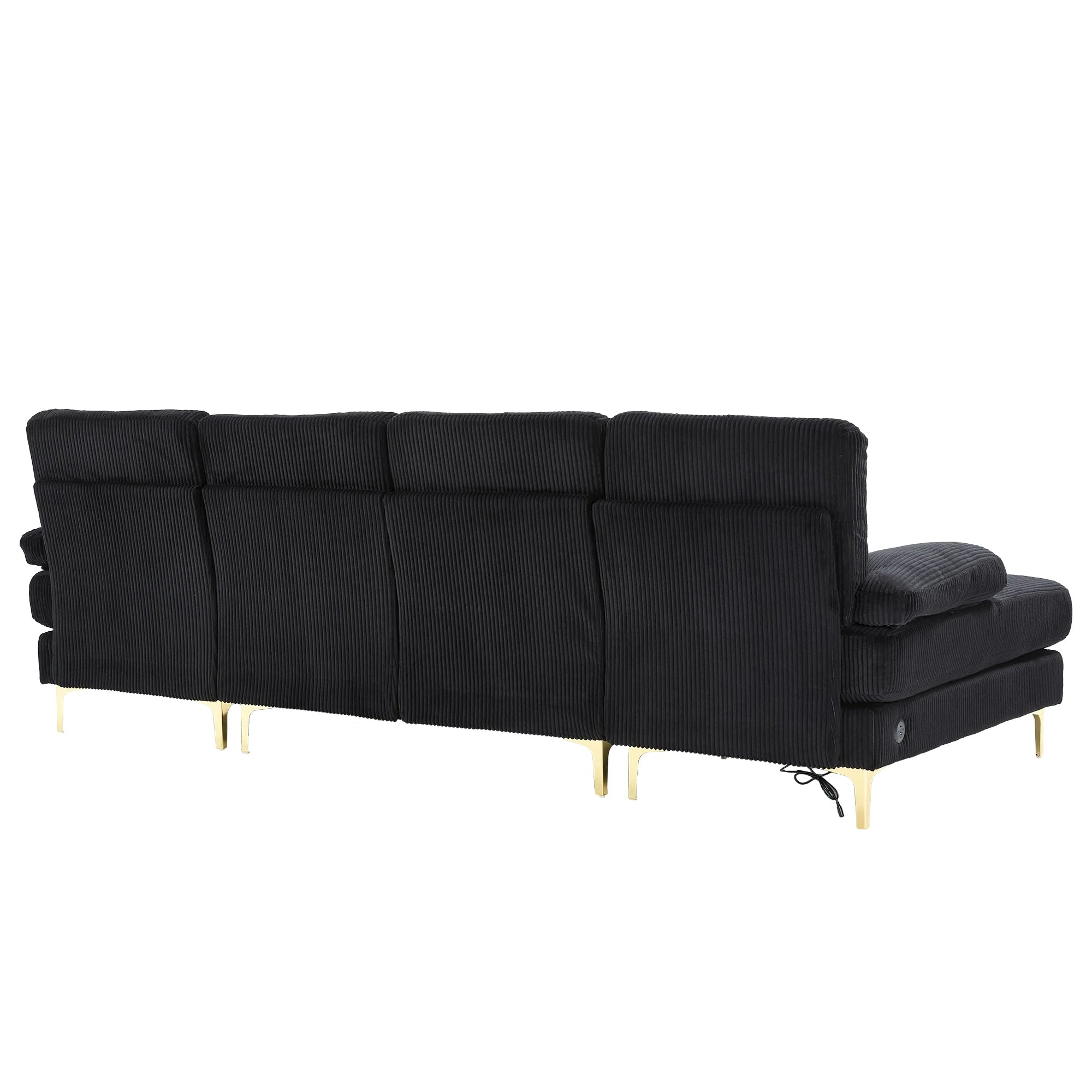 Canapé Sectionnel en U LVHOM Velours avec LED & USB – Grand Confort Convivial