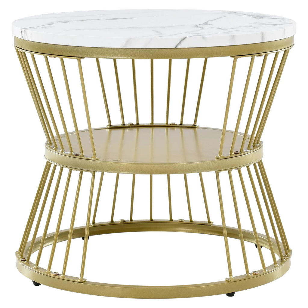 Duo de Tables Gigognes Marbre & Laiton Doré – Élégance Intemporelle pour Salon Cocooning