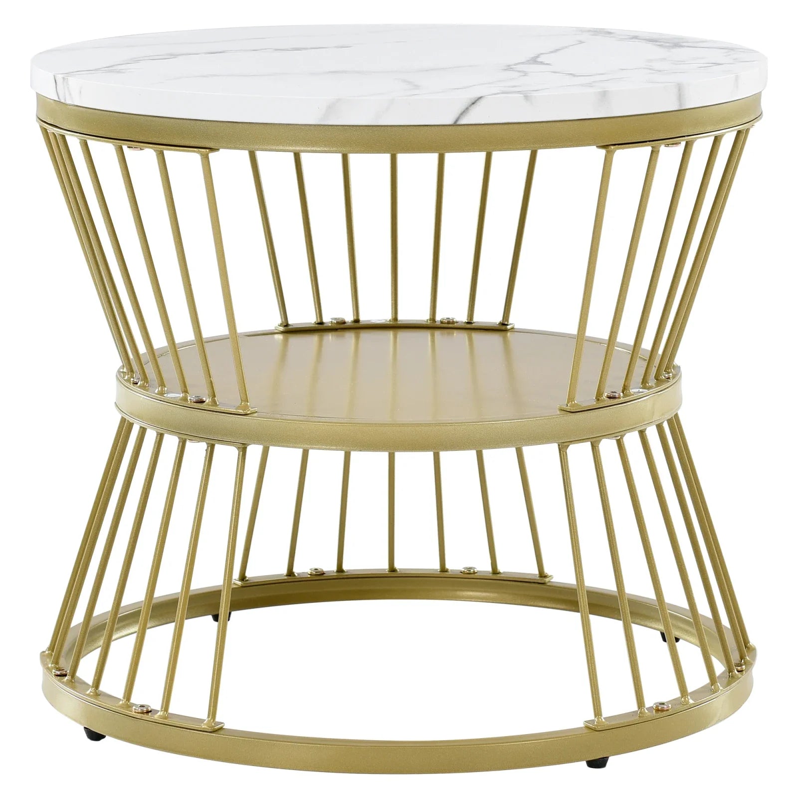 Duo de Tables Gigognes Marbre & Laiton Doré – Élégance Intemporelle pour Salon Cocooning
