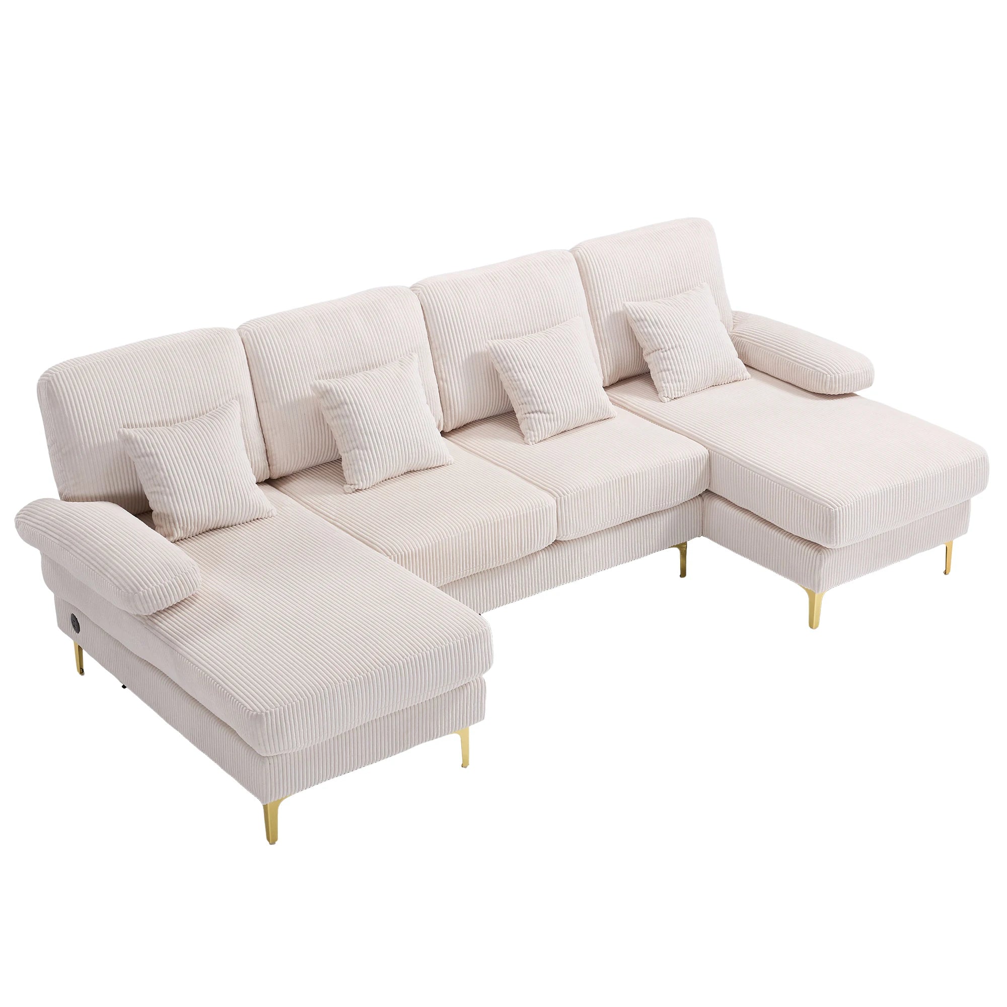 Canapé Sectionnel en U LVHOM Velours avec LED & USB – Grand Confort Convivial