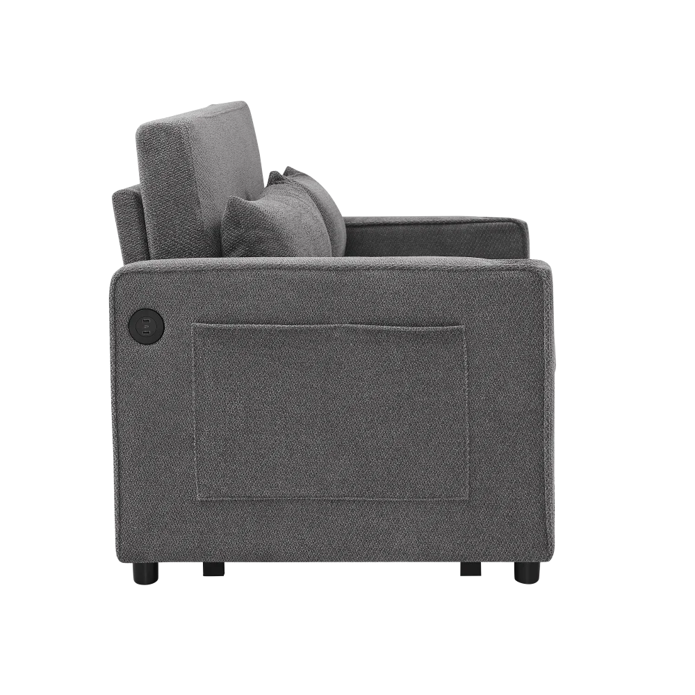 Canapé-Lit 2 Places Light Luxury Coulissant avec USB – Design Élégant Multifonction
