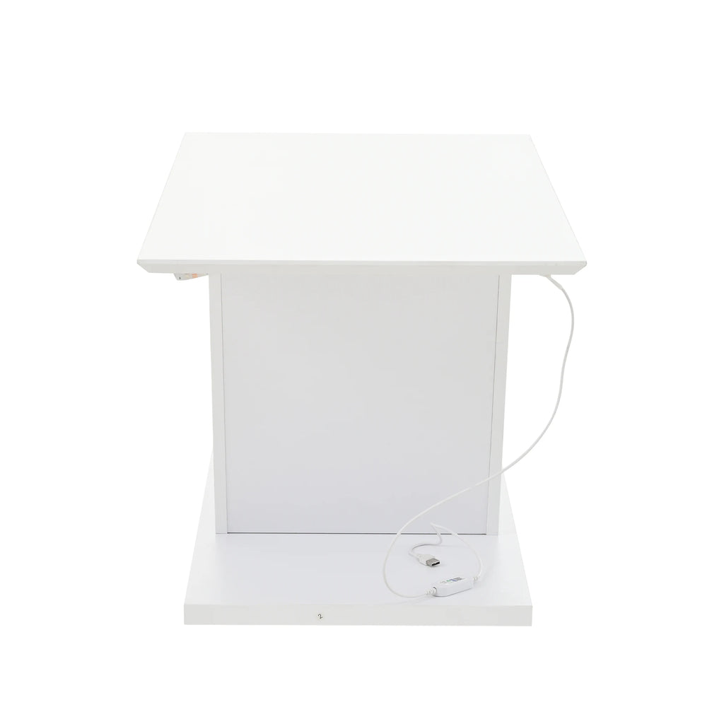 Table Basse Design Blanc Brillant Forme en V avec LED – Pièce Sculpturale pour Salon Moderne