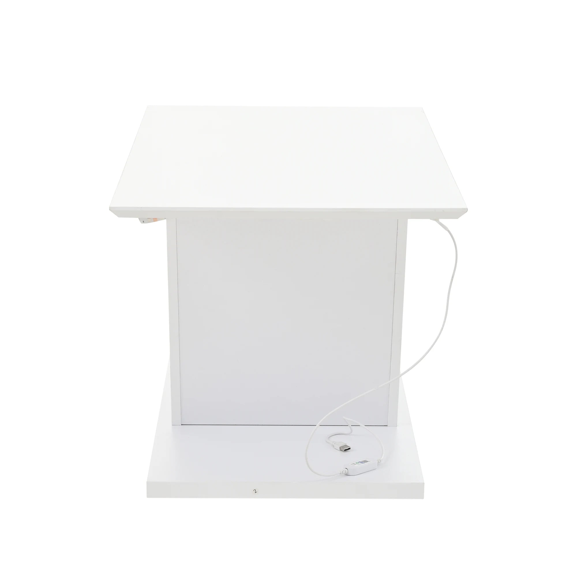 Table Basse Design Blanc Brillant Forme en V avec LED – Pièce Sculpturale pour Salon Moderne