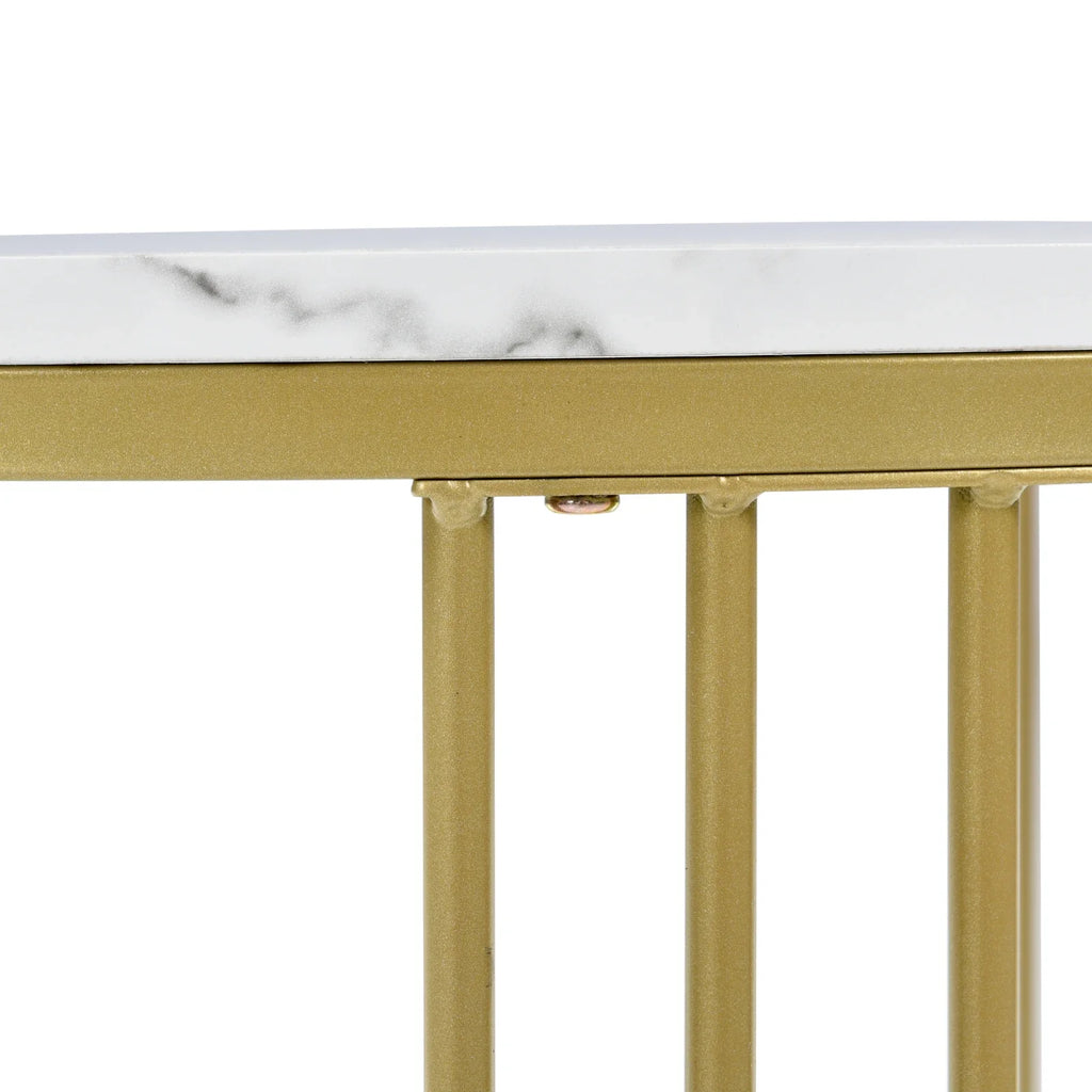 Duo de Tables Gigognes Marbre & Laiton Doré – Élégance Intemporelle pour Salon Cocooning