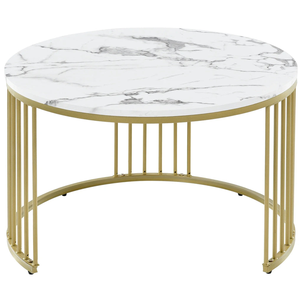 Duo de Tables Gigognes Marbre & Laiton Doré – Élégance Intemporelle pour Salon Cocooning