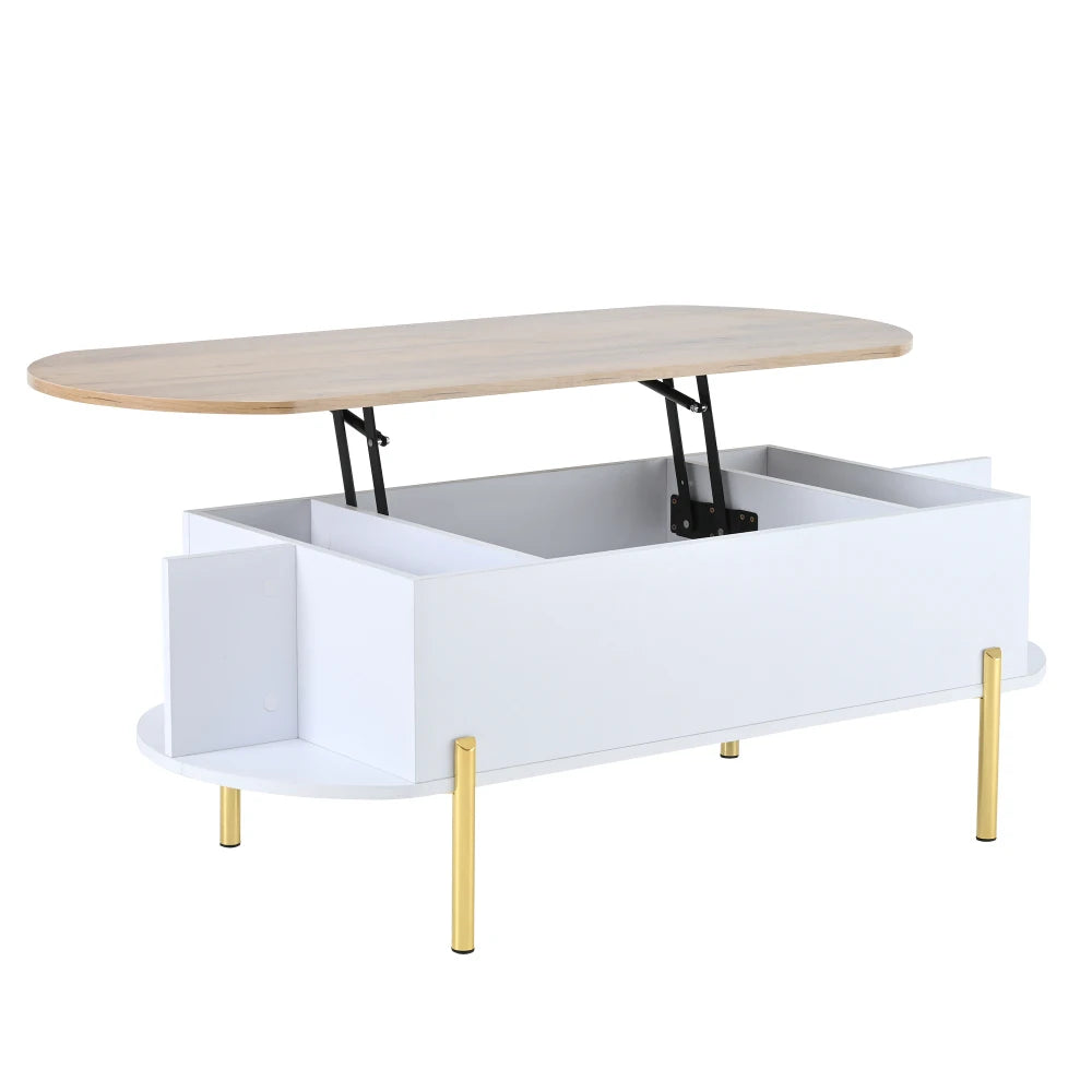 Table Basse Ajustable en Hauteur 120x50cm avec 7 Espaces de Rangement – Praticité Familiale