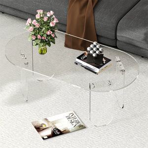 Table Basse Acrylique Transparente Irisée – Légère et Idéale pour Petit Salon