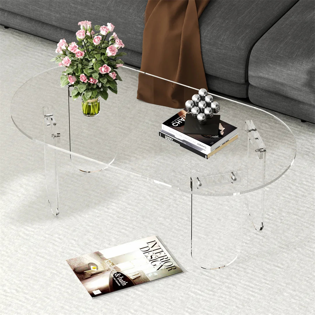 Table Basse Acrylique Transparente Irisée – Design Aérien pour Petit Salon