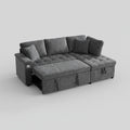 Canapé d'Angle Convertible 3-4 Places Chenille Gris Foncé avec Coffre, USB & Porte-Gobelet
