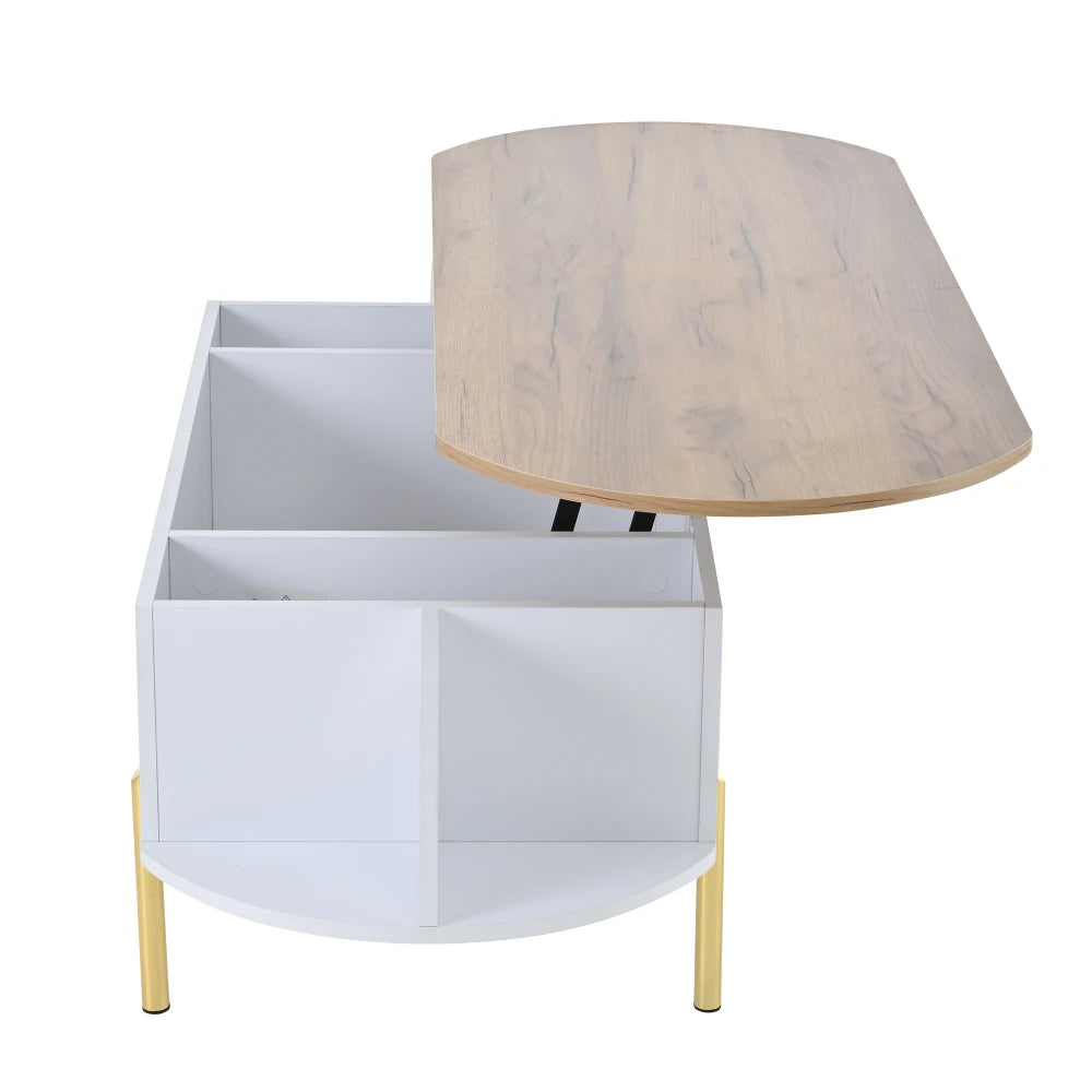 Table Basse Ajustable en Hauteur 120x50cm avec 7 Espaces de Rangement – Praticité Familiale
