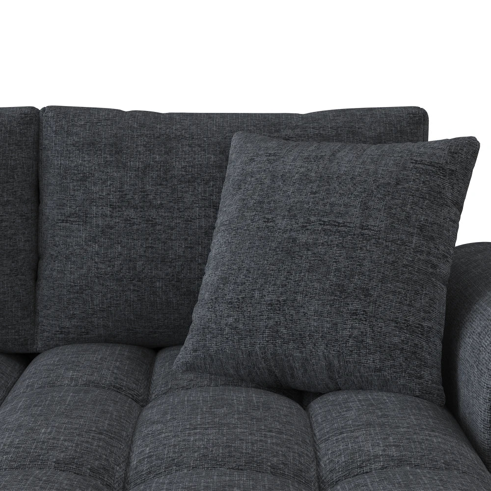 Canapé d'Angle Convertible en L Chenille avec 2 Coussins Décoratifs – Confort Élégant Salon