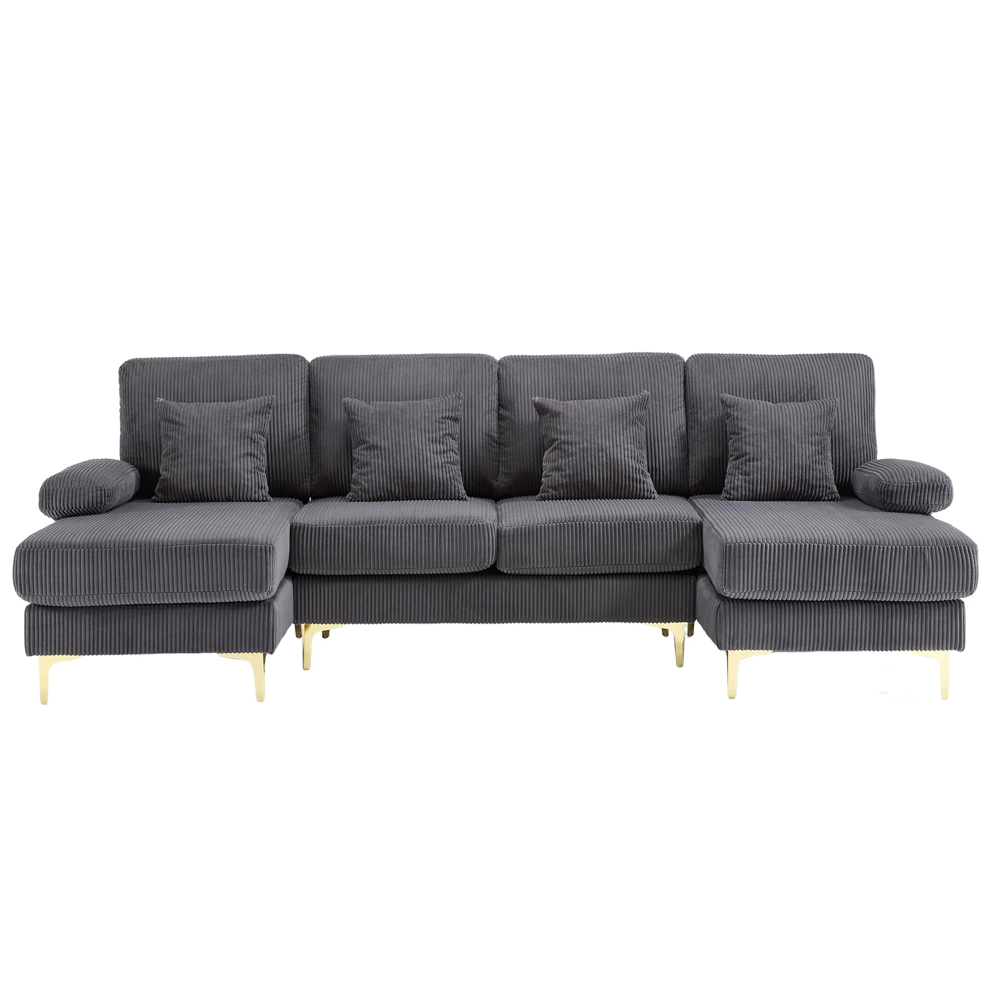 Canapé Sectionnel en U LVHOM Velours avec LED & USB – Grand Confort Convivial