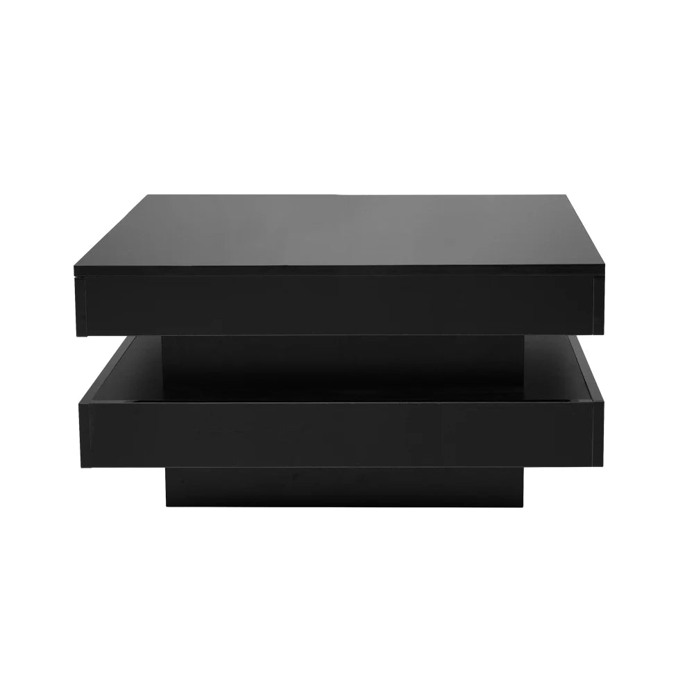Table Basse Carrée Noire LED Multicolores 70x70cm – Design Moderne pour Salon Contemporain