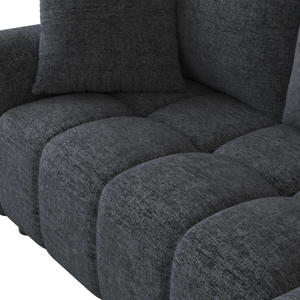Canapé d'Angle Convertible en L Chenille avec 2 Coussins Décoratifs – Confort Élégant Salon