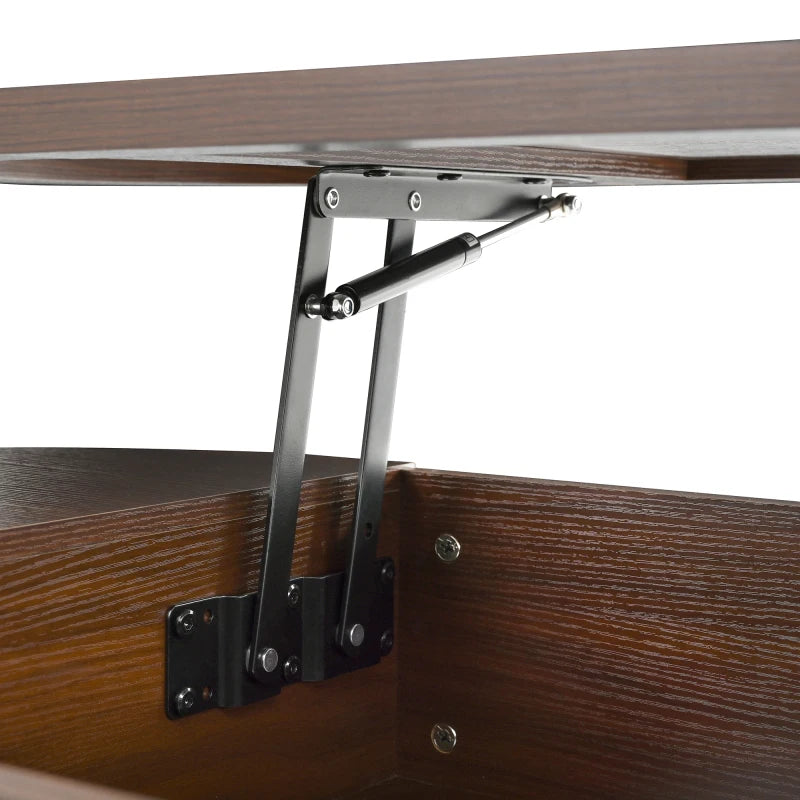 Table Basse Relevable en Bois Courbé avec Étagère Coulissante – Design Chaleureux Multifonction