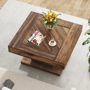 Table Basse Carrée 80cm – Bois Solide, Style Rustique Chaleureux