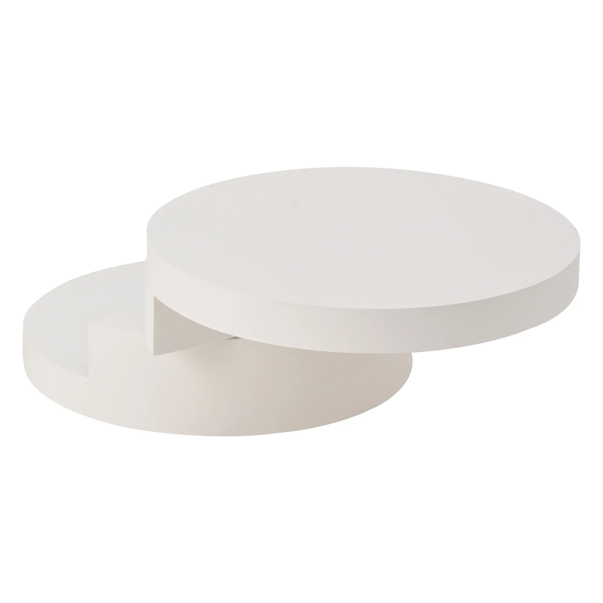 Table Basse Ronde Blanche Pivotante 360° avec LED – Design Cylindrique Moderne 70x70cm