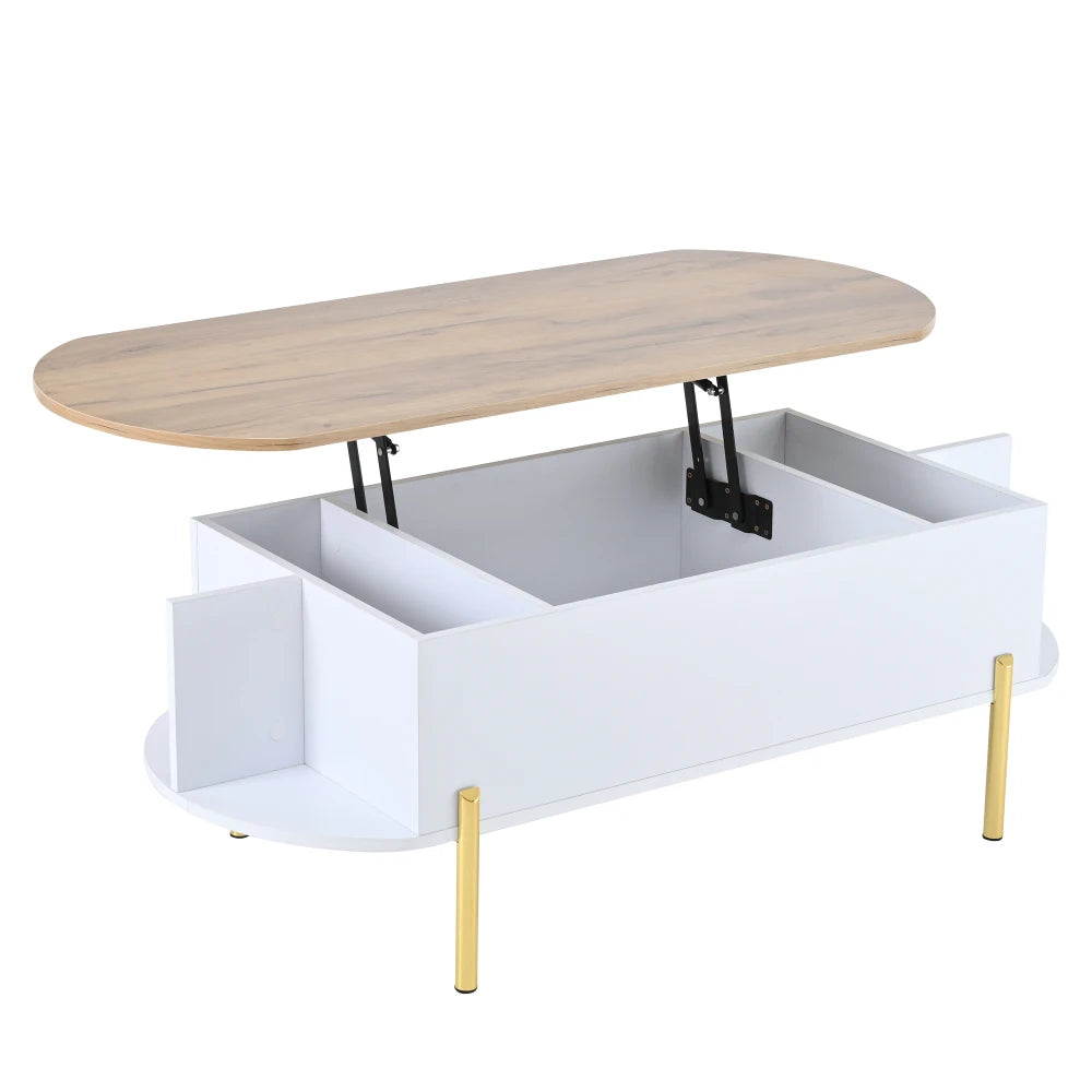 Table Basse Ajustable en Hauteur 120x50cm avec 7 Espaces de Rangement – Praticité Familiale