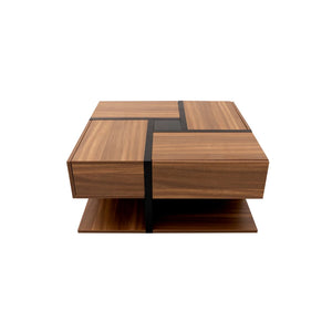 Table Basse 78x78cm – 4 Tiroirs pour un Rangement Généreux