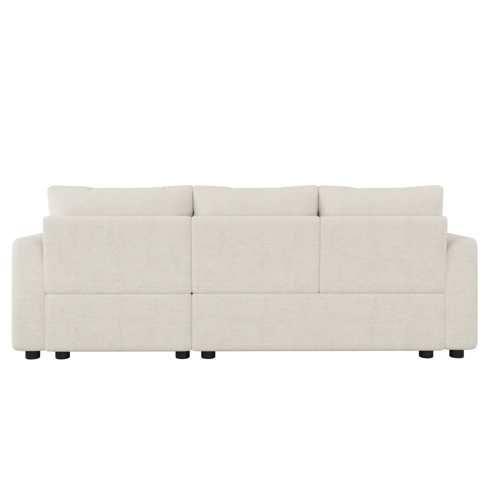 Canapé d'Angle Convertible en L Chenille avec 2 Coussins Décoratifs – Confort Élégant Salon