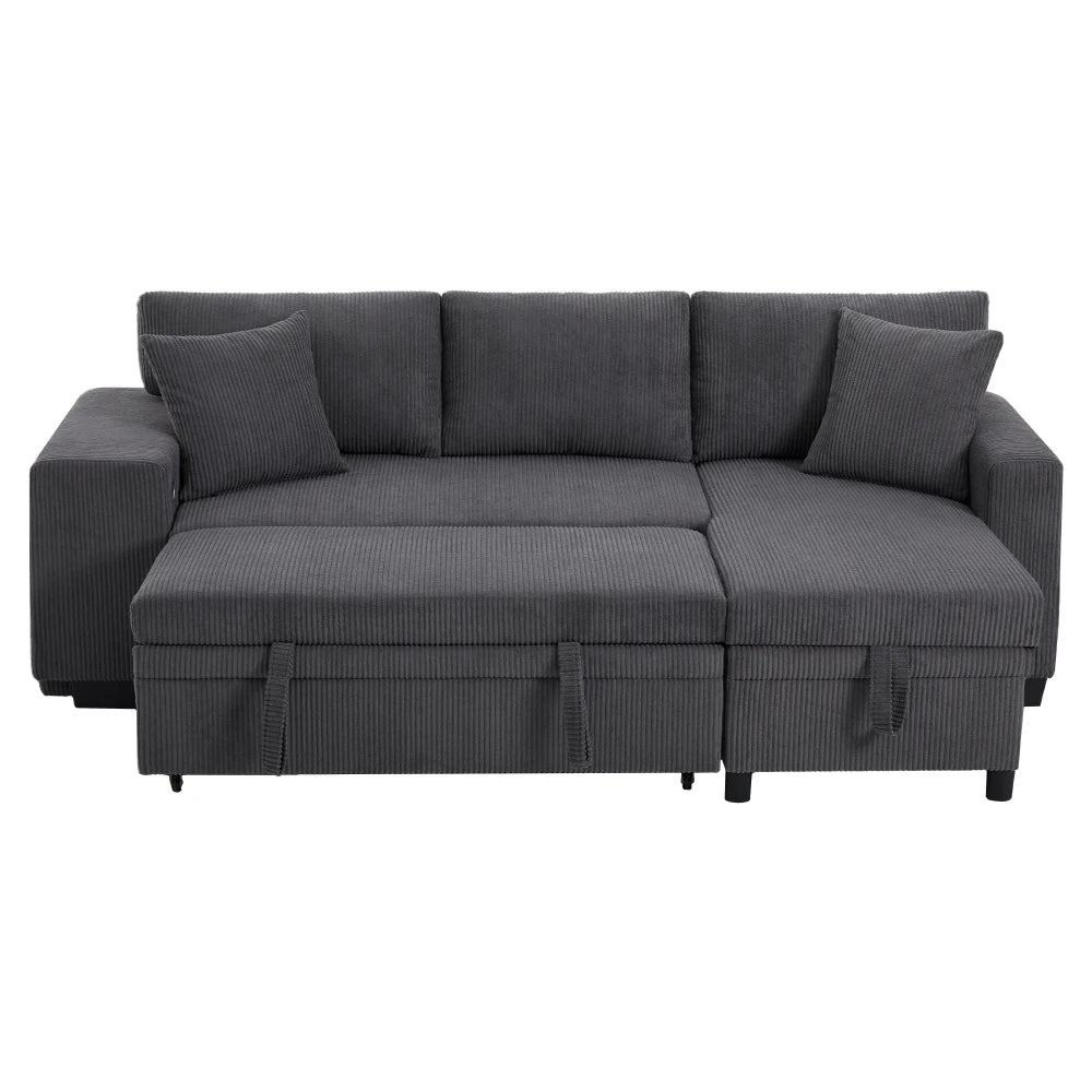Canapé d'Angle Convertible PINGGO 3 Places avec USB & Étagères Latérales – Fonctionnel & Confortable