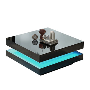 Table Basse Carrée Noire LED Multicolores 70x70cm – Ambiance Moderne pour le Salon