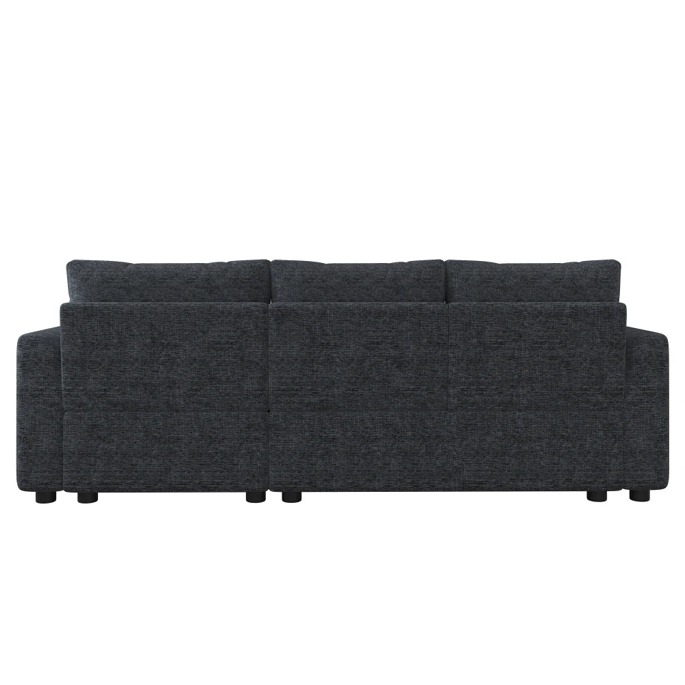 Canapé d'Angle Convertible en L Chenille avec 2 Coussins Décoratifs – Confort Élégant Salon