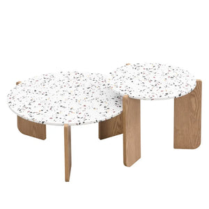 Set de 2 Tables Basses Pliantes Beige – Pratiques en Intérieur comme en Extérieur