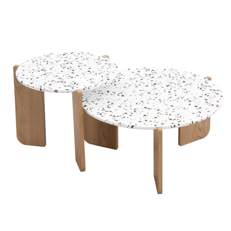Set de 2 Tables Basses Pliantes Beige – Pratiques pour Salon, Balcon & Terrasse