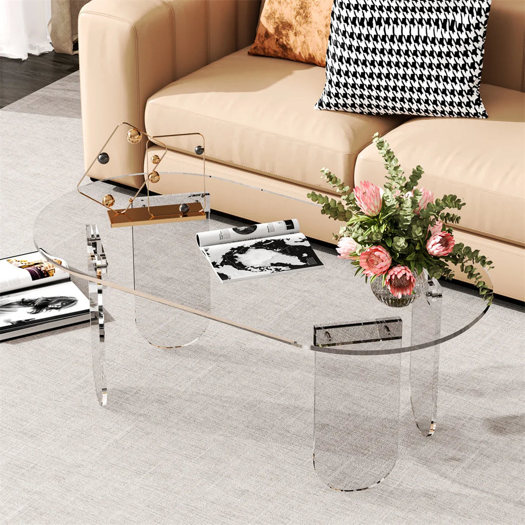 Table Basse Acrylique Transparente Irisée – Design Aérien pour Petit Salon