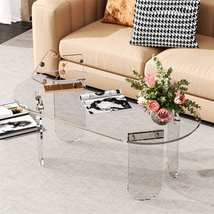 Table Basse Acrylique Transparente Irisée – Légère et Idéale pour Petit Salon