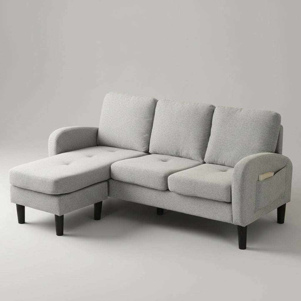 Canapé d'Angle Ye avec Méridienne Lin Coton 166x118cm – Confort Respirant & Modulaire